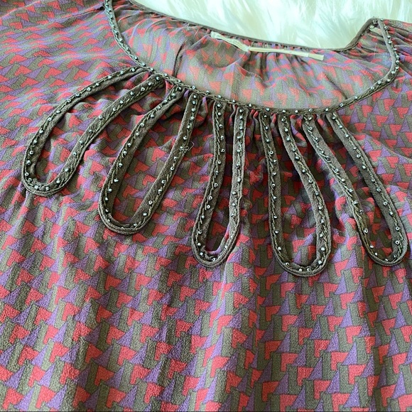 Leon Max Sheer Blouse Burgundy Medium w/ Camisole - Picture 9 of 13